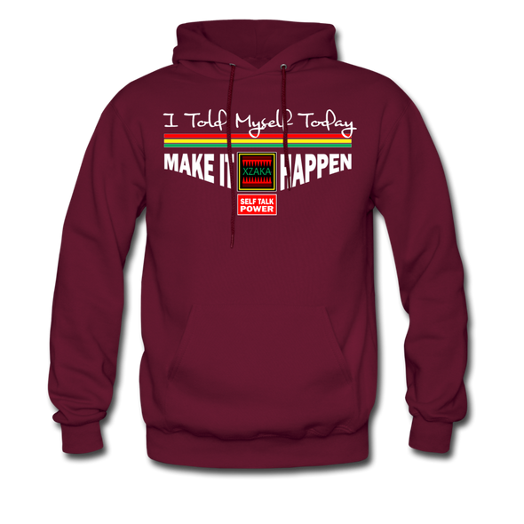 XZAKA Men "Self-Talk Power" Motivational Hoodie - M7123 - burgundy