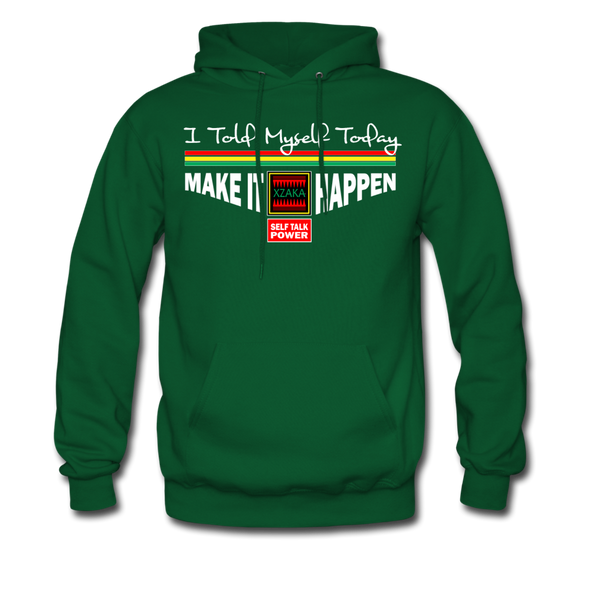 XZAKA Men "Self-Talk Power" Motivational Hoodie - M7123 - forest green