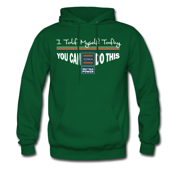 XZAKA Men "Self-Talk Power" Motivational Hoodie - M7125 - forest green