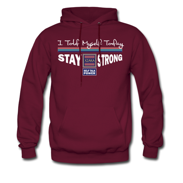 XZAKA Men "Self-Talk Power" Motivational Hoodie - M7127 - burgundy