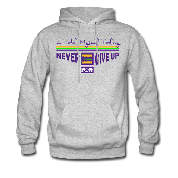 XZAKA Men "Self-Talk Power" Motivational Hoodie - M7128 - heather gray