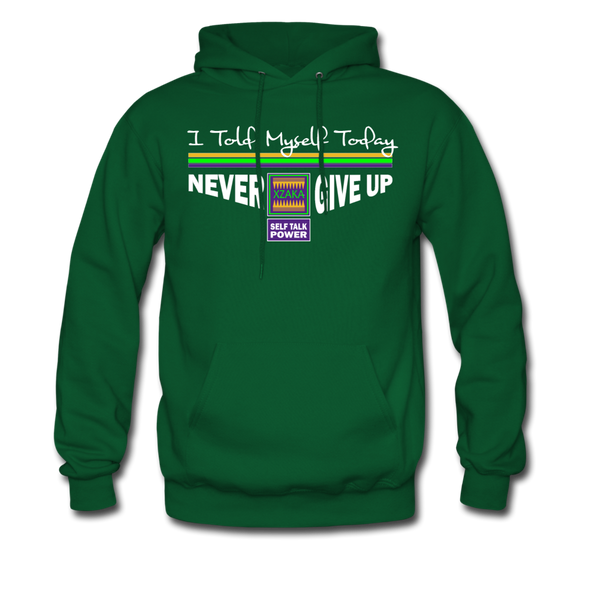 XZAKA Men "Self-Talk Power" Motivational Hoodie - M7128 - forest green