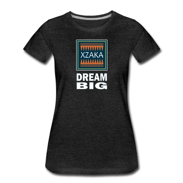 XZAKA - Women "Dream Big" Motivational T-Shirt - W2102 - charcoal gray