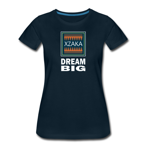 XZAKA - Women "Dream Big" Motivational T-Shirt - W2102 - deep navy