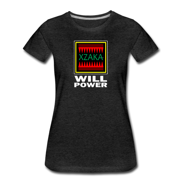 XZAKA - Women "Will Power" Motivational T-Shirt - W2104 - charcoal gray