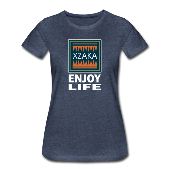 XZAKA - Women "Enjoy Life" Motivational T-Shirt - W2106 - heather blue