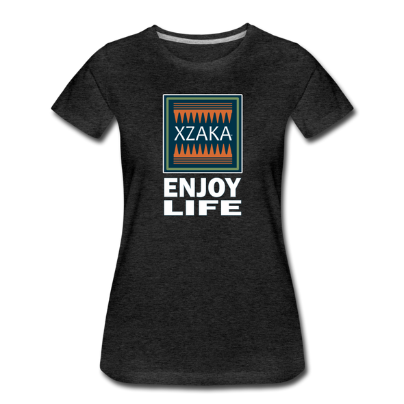 XZAKA - Women "Enjoy Life" Motivational T-Shirt - W2106 - charcoal gray