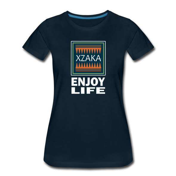 XZAKA - Women "Enjoy Life" Motivational T-Shirt - W2106 - deep navy