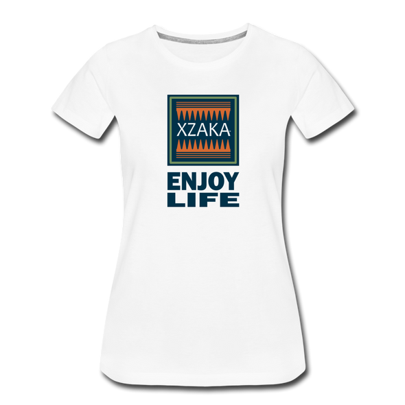 XZAKA - Women "Enjoy Life" Motivational T-Shirt - W2105 - white