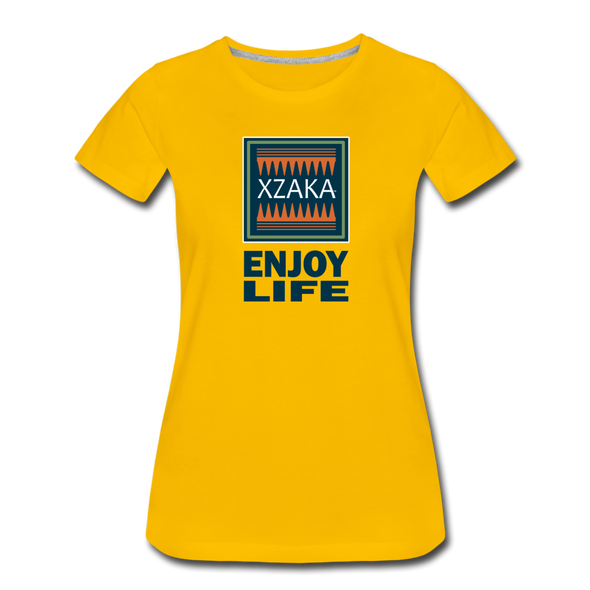 XZAKA - Women "Enjoy Life" Motivational T-Shirt - W2105 - sun yellow