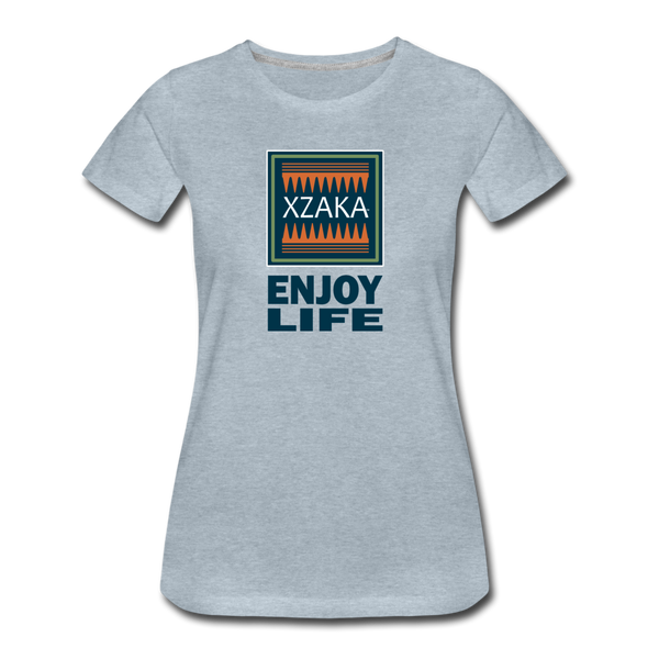 XZAKA - Women "Enjoy Life" Motivational T-Shirt - W2105 - heather ice blue