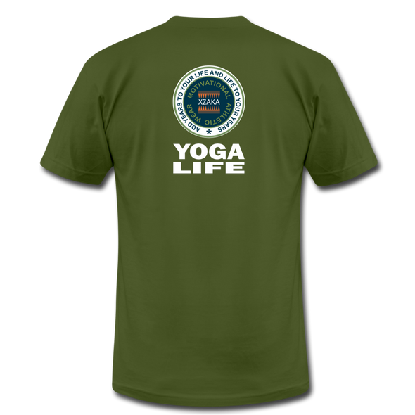 XZAKA - Women "Yoga Life" Motivational T-Shirt - W2106 - olive