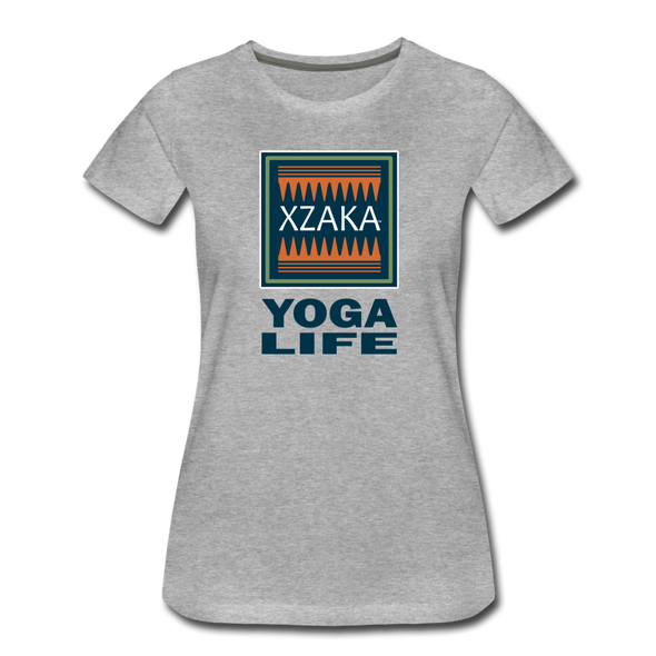 XZAKA - Women "Yoga Life" Motivational T-Shirt - W2107 - heather gray