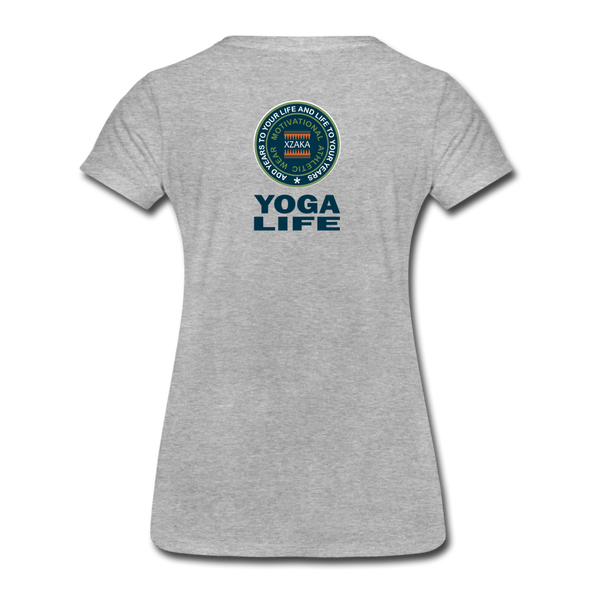 XZAKA - Women "Yoga Life" Motivational T-Shirt - W2107 - heather gray