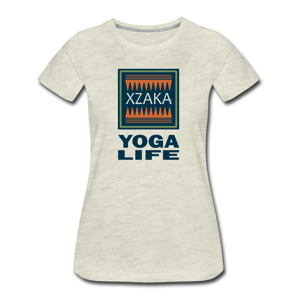 XZAKA - Women "Yoga Life" Motivational T-Shirt - W2107 - heather oatmeal