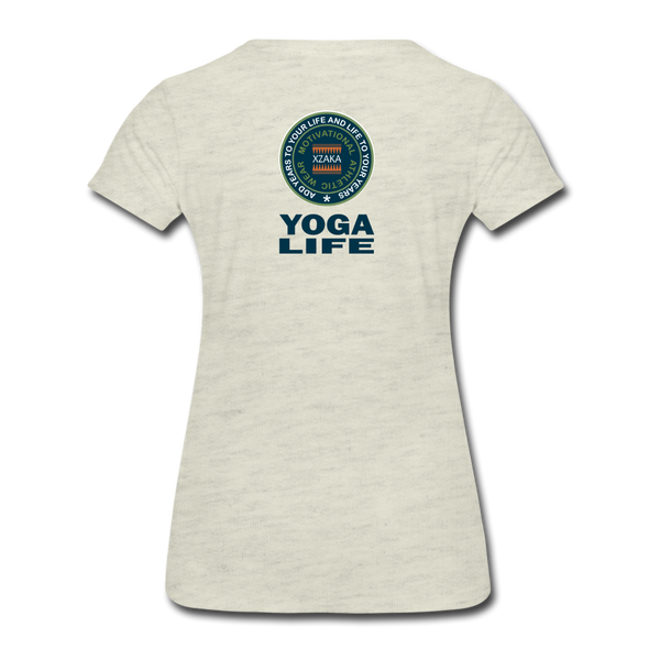 XZAKA - Women "Yoga Life" Motivational T-Shirt - W2107 - heather oatmeal