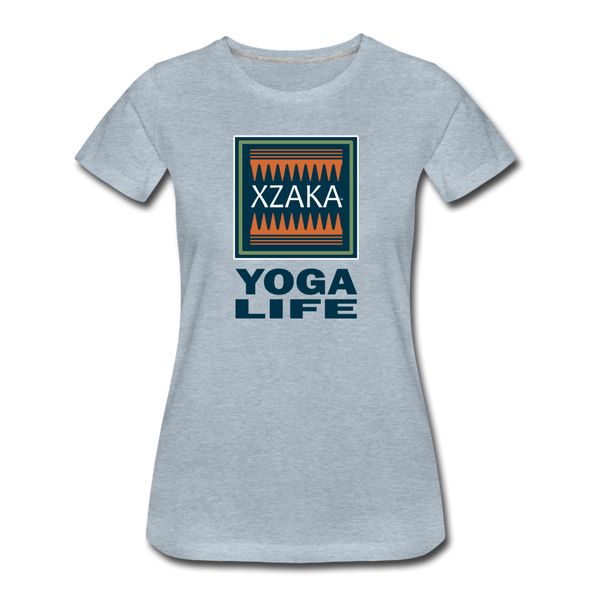 XZAKA - Women "Yoga Life" Motivational T-Shirt - W2107 - heather ice blue