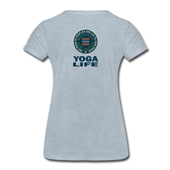 XZAKA - Women "Yoga Life" Motivational T-Shirt - W2107 - heather ice blue