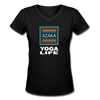 XZAKA - Women "Yoga Life" Motivational V-Neck T-Shirt - W2112 - black