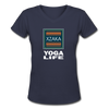 XZAKA - Women "Yoga Life" Motivational V-Neck T-Shirt - W2112 - navy