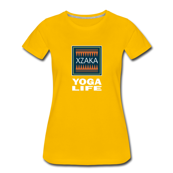 XZAKA - Women "Yoga Life" Motivational T-Shirt - W2107 - sun yellow