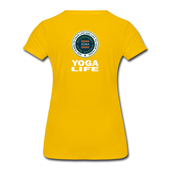 XZAKA - Women "Yoga Life" Motivational T-Shirt - W2107 - sun yellow