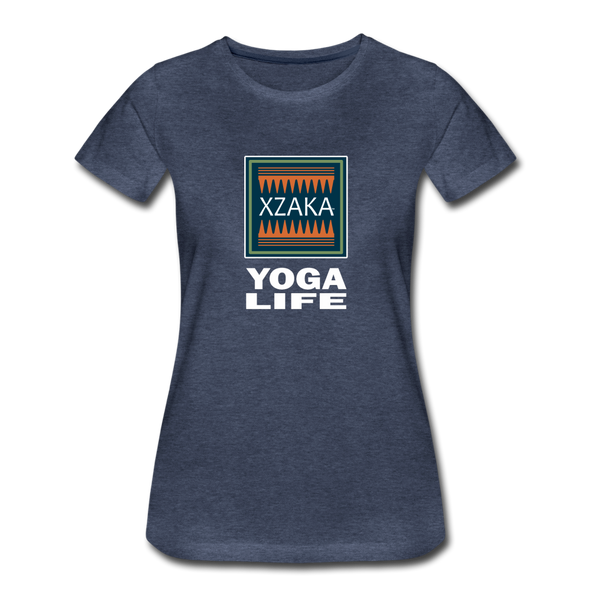 XZAKA - Women "Yoga Life" Motivational T-Shirt - W2107 - heather blue