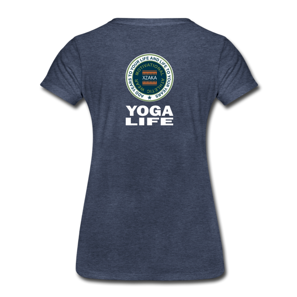 XZAKA - Women "Yoga Life" Motivational T-Shirt - W2107 - heather blue