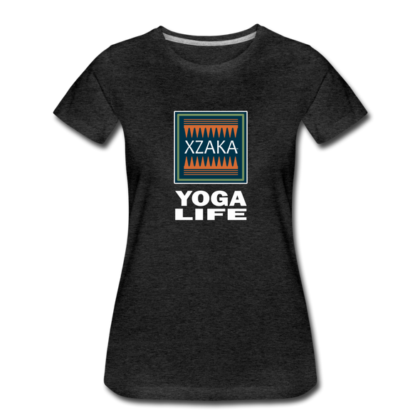 XZAKA - Women "Yoga Life" Motivational T-Shirt - W2107 - charcoal gray