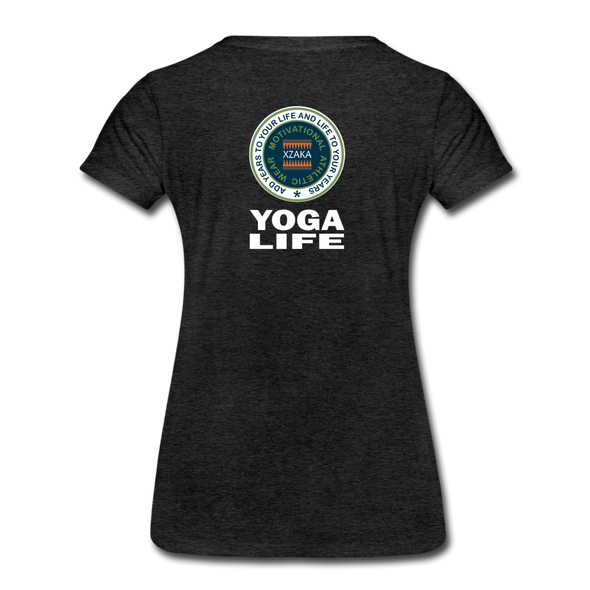 XZAKA - Women "Yoga Life" Motivational T-Shirt - W2107 - charcoal gray