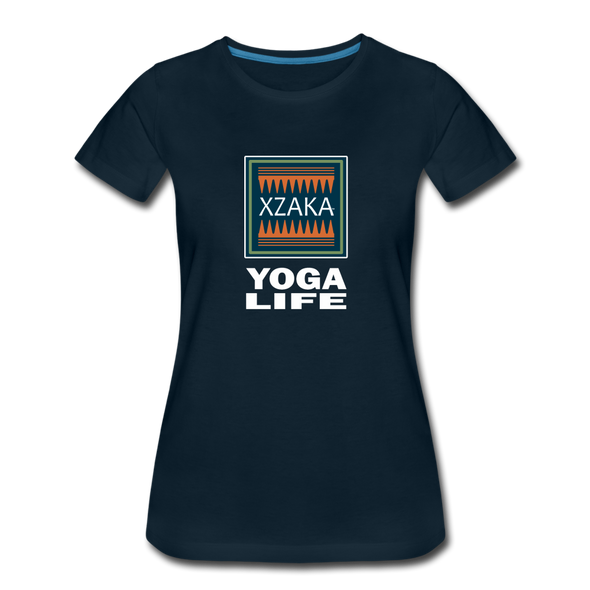 XZAKA - Women "Yoga Life" Motivational T-Shirt - W2107 - deep navy