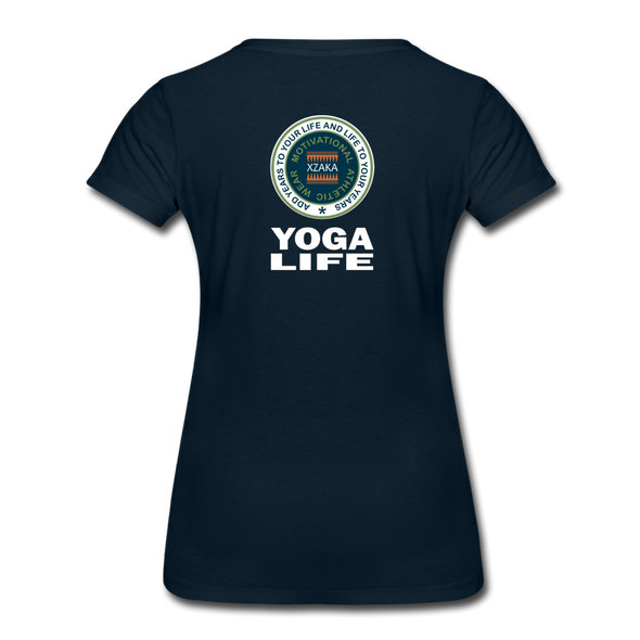 XZAKA - Women "Yoga Life" Motivational T-Shirt - W2107 - deep navy