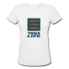 XZAKA - Women "Yoga Life" Motivational V-Neck T-Shirt - W2111 - white