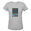 XZAKA - Women "Yoga Life" Motivational V-Neck T-Shirt - W2111 - gray