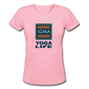 XZAKA - Women "Yoga Life" Motivational V-Neck T-Shirt - W2111 - pink