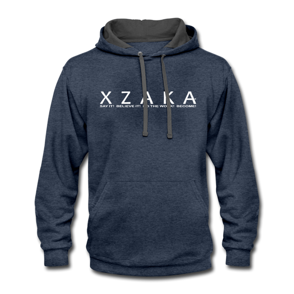 XZAKA Men "Say It" Motivational Hoodie - M7135 - indigo heather/asphalt