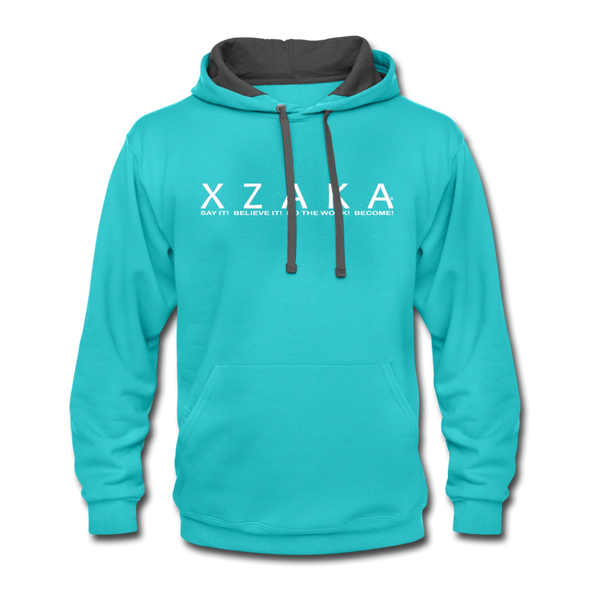 XZAKA Men "Say It" Motivational Hoodie - M7135 - scuba blue/asphalt