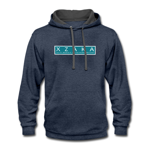 XZAKA Men "Say it" Motivational Hoodie - M7134 - indigo heather/asphalt