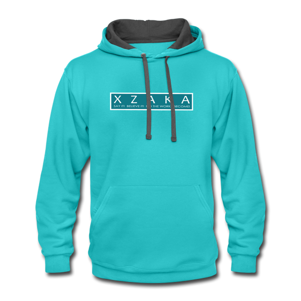 XZAKA Men "Say it" Motivational Hoodie - M7134 - scuba blue/asphalt