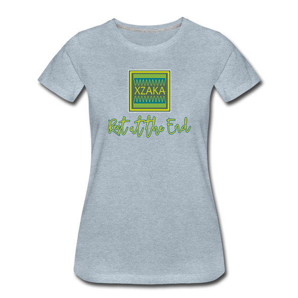 XZAKA - Women "Rest At The End" Motivational T-Shirt - W2113 - heather ice blue