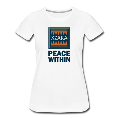 XZAKA - Women "Peace Within" Motivational V-Neck T-Shirt - W2114 - white