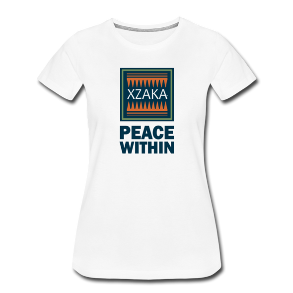 XZAKA - Women "Peace Within" Motivational V-Neck T-Shirt - W2114 - white