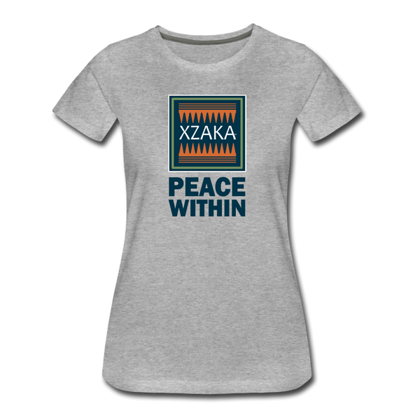 XZAKA - Women "Peace Within" Motivational V-Neck T-Shirt - W2114 - heather gray