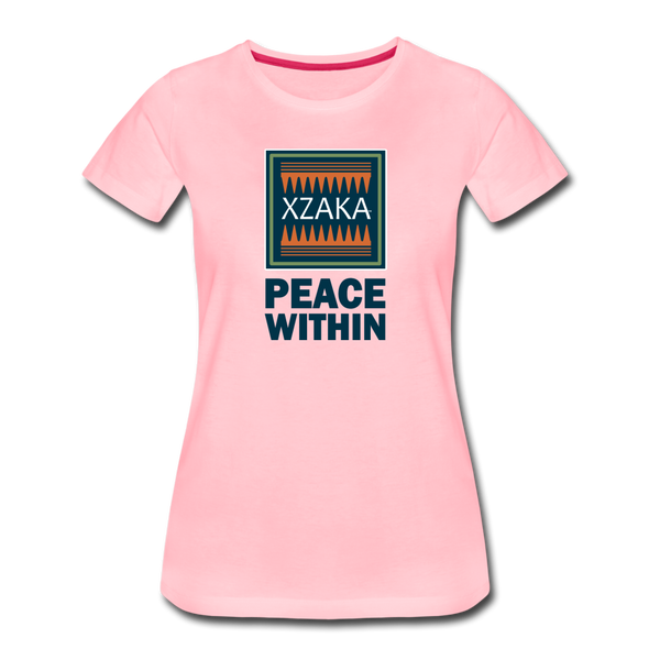 XZAKA - Women "Peace Within" Motivational V-Neck T-Shirt - W2114 - pink