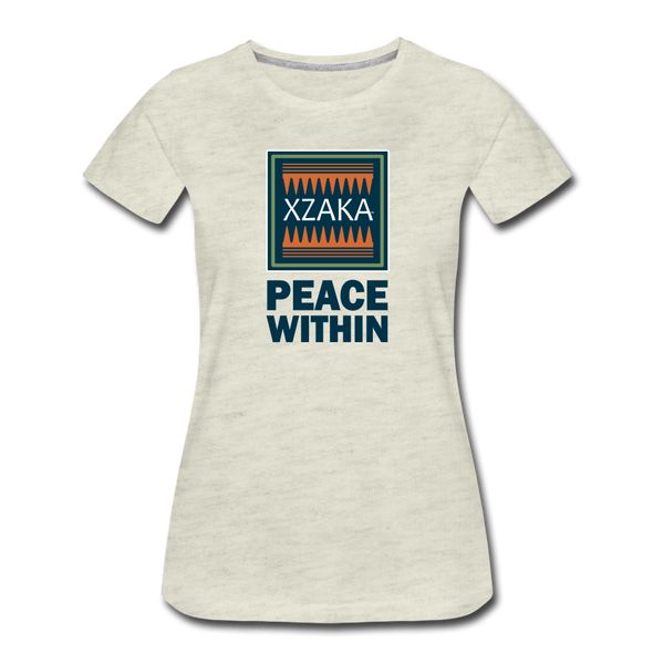 XZAKA - Women "Peace Within" Motivational V-Neck T-Shirt - W2114 - heather oatmeal