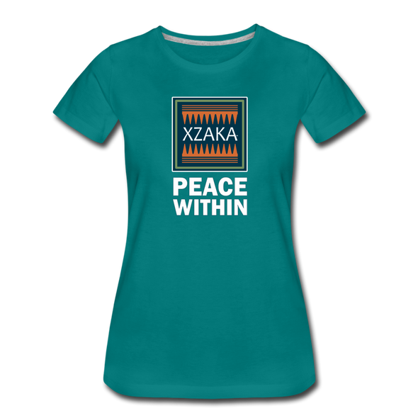 XZAKA - Women "Peace Within" Motivational T-Shirt - W2114 - teal