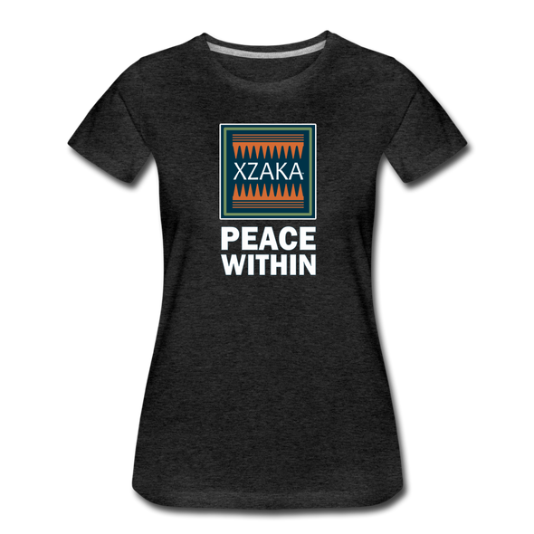 XZAKA - Women "Peace Within" Motivational T-Shirt - W2114 - charcoal gray