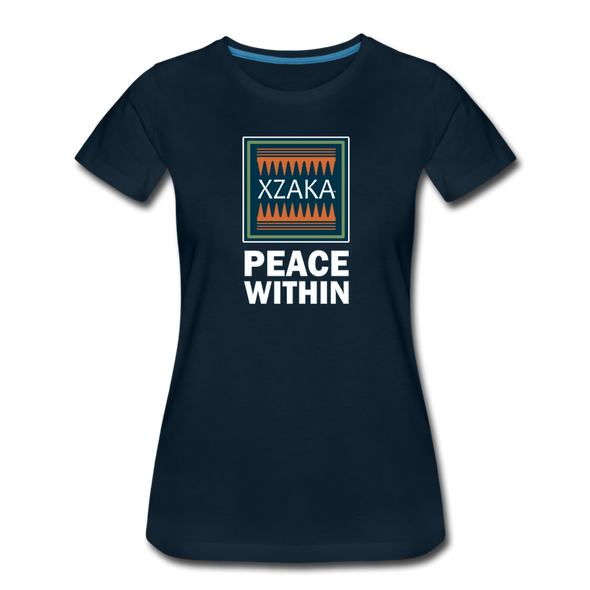 XZAKA - Women "Peace Within" Motivational T-Shirt - W2114 - deep navy