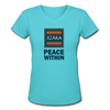 XZAKA - Women "Peace Within" Motivational V-Neck T-Shirt - W211 - aqua