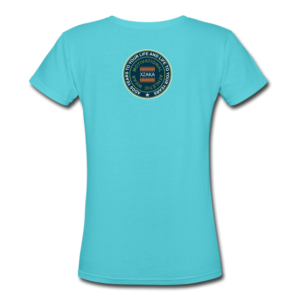 XZAKA - Women "Peace Within" Motivational V-Neck T-Shirt - W211 - aqua